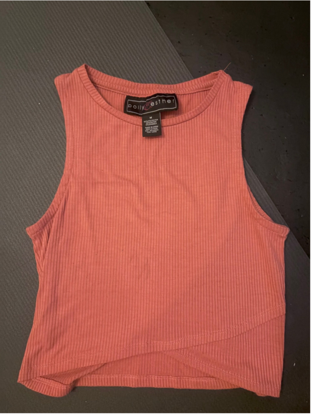 Y2K Polly & Esther Rust Coral Ribbed Crop Top (Medium)